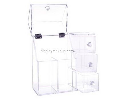 Custom large acrylic plastic storage containers makeup caddy with lids DMO-329