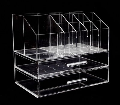 Custom clear acrylic makeup display holders with drawer DMD-2738