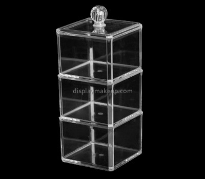 Acrylic factory customized acrylic makeup pad holder box with lid DMO-607