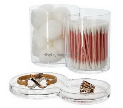 Cosmetic display stand suppliers custom acrylic cotton bud storage qtip holder DMO-474