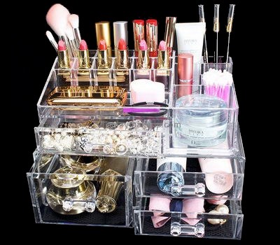 Cosmetic display stand suppliers customize large clear acrylic cosmetic storage containers DMO-528
