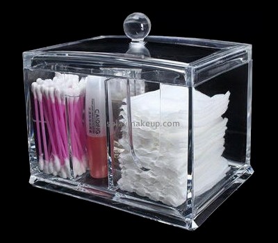 Cosmetic display stand suppliers customize acrylic cotton swab dispenser box with lid DMO-540