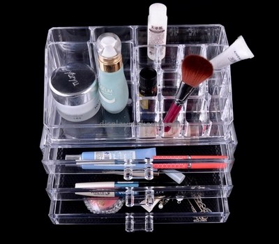 Acrylic plastic supplier customize clear acrylic display makeup case with drawers DMO-543