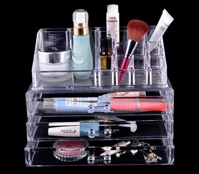 Makeup display stand suppliers customized countertop acrylic makeup organizer drawers DMO-597