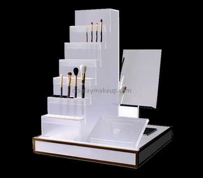 Hot selling acrylic mac cosmetic display small counter display stands makeup brush holder DMD-072
