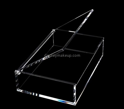 Lucite boxes manufacturer custom acrylic skincare products box with hinged lid DMO-669