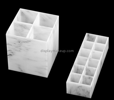 China plexiglass supplier custom imitation marble pattern acrylic makeup compartments box DMO-711