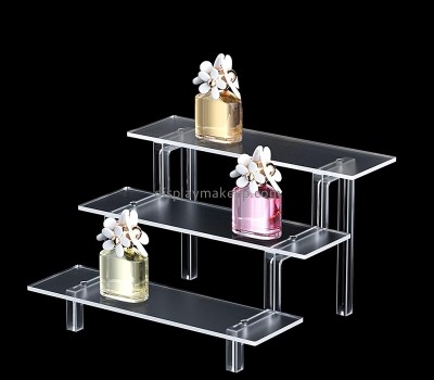 Lucite boxes supplier custom acrylic 3 tiers perfume display shelf DMD-2295