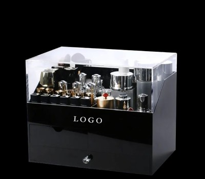 Custom black acrylic makeup drawers organizer with clear lid DMO-783