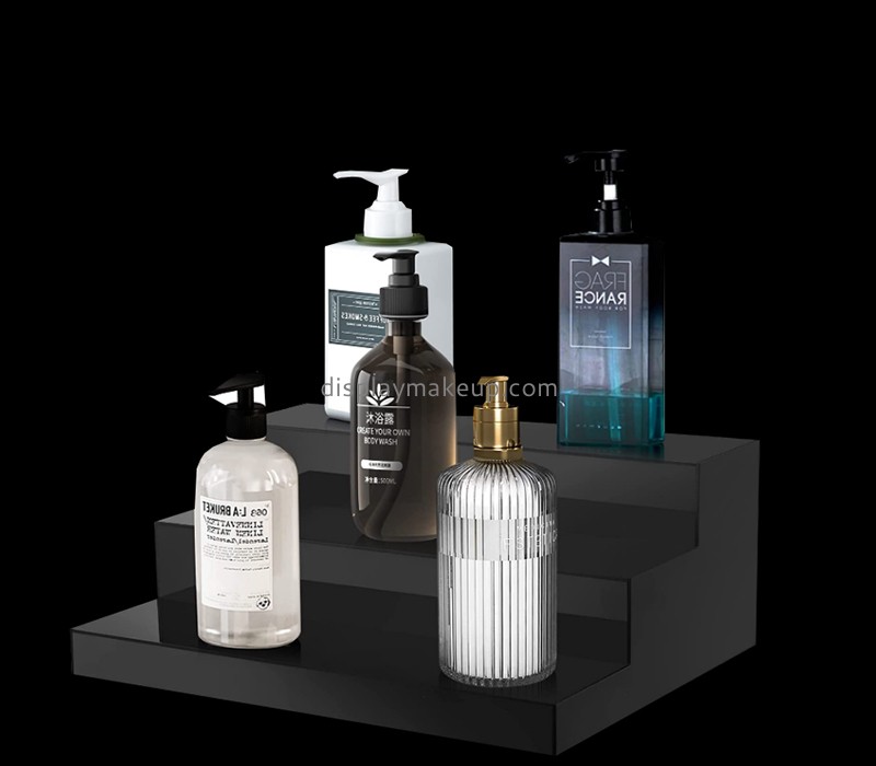 Acrylic item manufacturer custom perspex 3 tiers lotions shampoo display risers DMD-2977