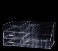 Custom acrylic cosmetics organizer with drawer