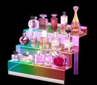 Custom acrylic 3-tier cologne perfume stand with LED light