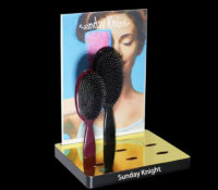 Custom acrylic styling brush display stands with poster