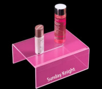 Custom acrylic U shaped makeup skincare display riser
