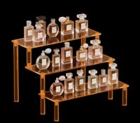 Custom acrylic 3 tiers creams shelf risers DMD-3412 Custom acrylic 3 tiers creams shelf risers