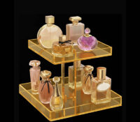 Custom acrylic 2-tier countertop cologne display trays DMD-3434 Custom acrylic 2-tier countertop cologne display trays
