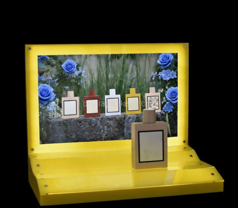 Custom acrylic boutiques perfume LED display prop