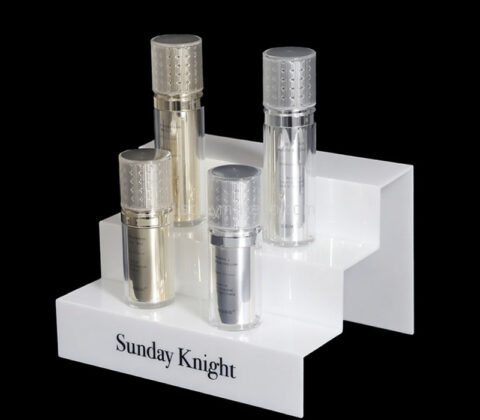 Custom acrylic boutique skincare makeup display riser