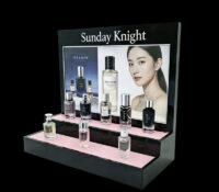 Custom plexiglass 2 tiers Led makeup display prop DMD-3472 Custom plexiglass 2 tiers Led makeup display prop