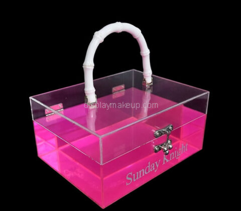 Custom acrylic makeup gift box with lid & handle