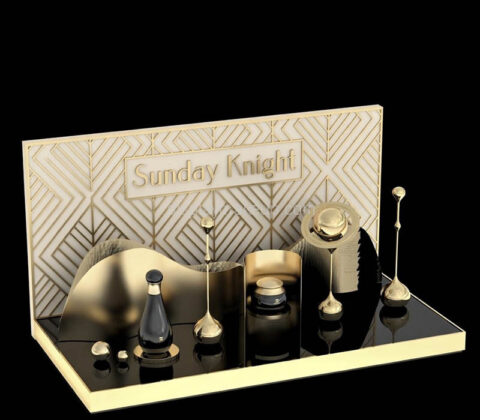 Custom plexiglass countertop skincare cosmetics LED display prop