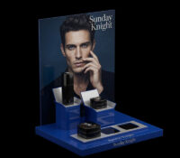 Custom plexiglass men skincare makeup display prop DMD-3480 Custom plexiglass men skincare makeup display prop