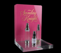 Custom plexiglass retail skincare makeup display stand DMD-3486 Custom plexiglass retail skincare makeup display stand