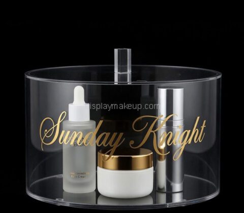 Custom round acrylic skincare makeup storage box with lid