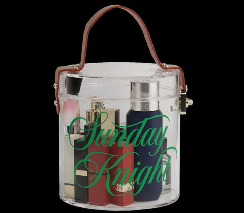 Custom acrylic round skincare cosmetics box with handle