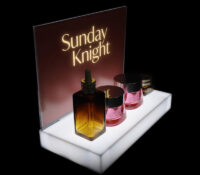 Custom plexiglass essential oils skincare LED display stand DMD-3492 Custom plexiglass essential oils skincare LED display stand