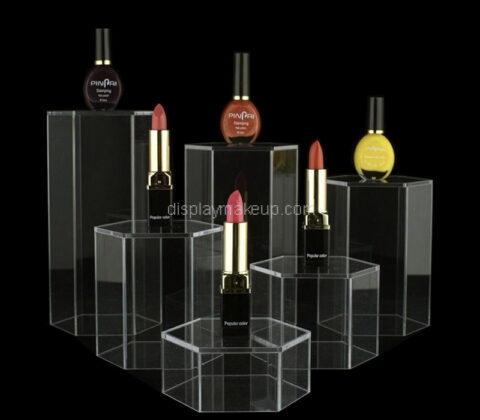 Custom hexagon plexiglass makeup display stand