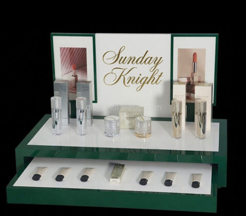 Custom plexiglass countertop skincare makeup display stand