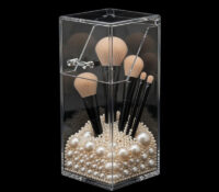 Custom acrylic makeup brushes storage box with lid DMO-1355 Custom acrylic makeup brushes storage box with lid