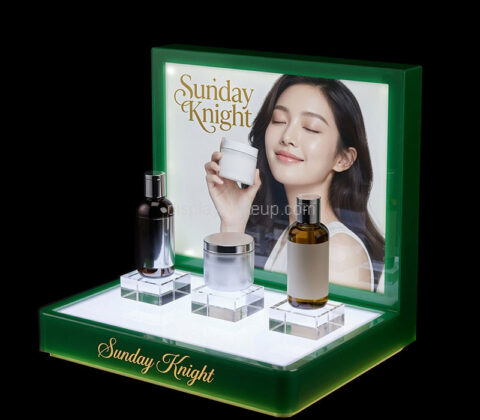 Custom acrylic skincare essential oils LED display stand