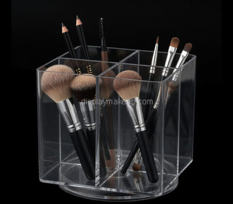 Custom acrylic rotating makeup brushes pencils holder box