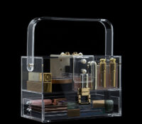 Custom acrylic luxury beauty organizer box with handle DMO-1375 Custom acrylic luxury beauty organizer box with handle