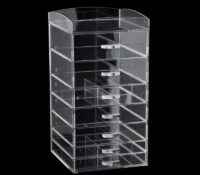 Custom acrylic skincare makeup 7 drawers box with top holder DMO-1381 Custom acrylic skincare makeup 7 drawers box with top holder