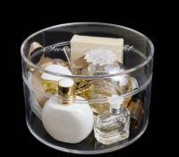 Custom round acrylic perfume skincare storage gift box DMO-1384 Custom round acrylic perfume skincare storage gift box
