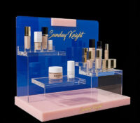 Custom acrylic trade show skincare makeup display stand DMD-3531 Custom acrylic trade show skincare makeup display stand
