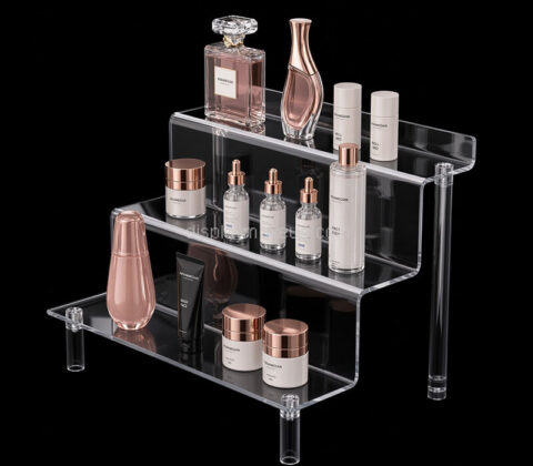 Custom acrylic 3 tiers skincare perfume display stand riser