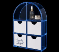 Custom top arched acrylic skincare drawer organizer DMO-1401 Custom top arched acrylic skincare drawer organizer