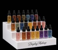 Custom acrylic 3 tiers essential oil bottles display riser stand DMD-3549 Custom acrylic 3 tiers essential oil bottles display riser stand